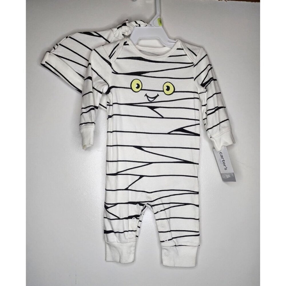 CARTER’s MUMMY TODDLER HALLOWEEN ONE PIECE OUTFIT WITH HAT 3 or 6 Months New